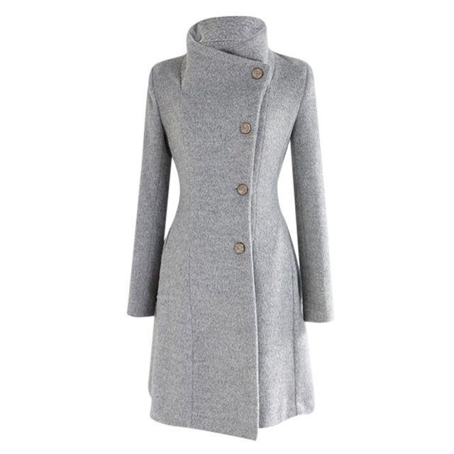 Free Ostrich Women’s Fashion Winter Lapel Wool Coat Trench Jacket Long Sleeve Overcoat Outwear 91127