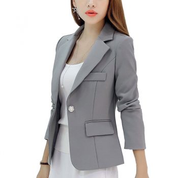 Women Jacket Blazer Slim Fit 2020 Long Sleeve Single Button Coat Office Lady Jacket Female Notched Tops Blazers Feminino Outwear