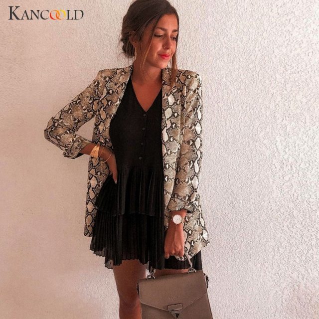 KANCOOLD Women’s Casual Large Size Snake Print Suit Women’s Blazer Jacket Suit Autumn 2019 High Quality