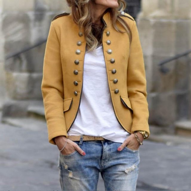Fashion Women Blazers Short Coat 2019 Long Sleeve Jackets Solid Suits Button Coat Slim Office Lady Jacket Tops Blazer Feminino