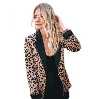 Fashion Leopard Blazers Women Autumn Cardigan Coat Jacket Casual Lapel Outwear Slim Tops Blazer Suit For Womens Streetwear