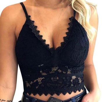 Crop Top Women Plus Size Lace Vest Summer Top Wireless Bra Lingerie Sexy V-Neck Tank Top Tee Crop Top Camisole feminino