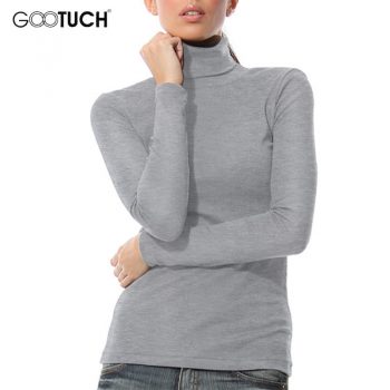 Winter Womens Long Sleeve Turtleneck High Collar T Shirt Fashion Top Tees Keep Warm Shirt 5XL 6XL Womens Plus Size T Shirts 7095