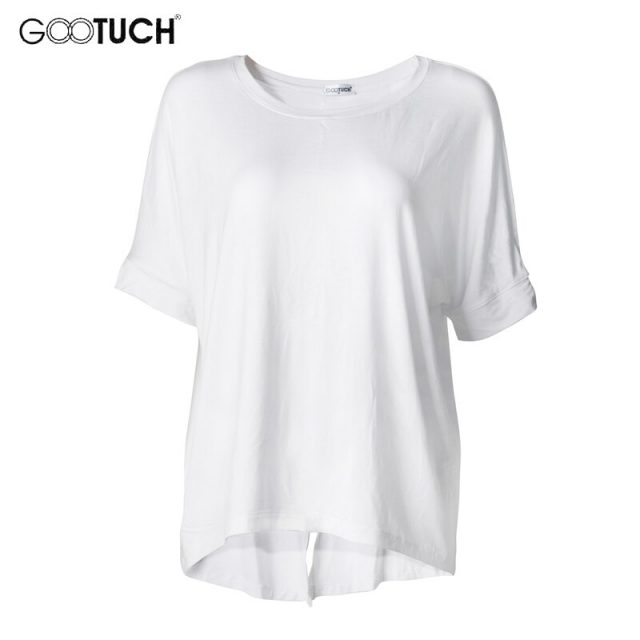 2019 Summer Womens Batwing Sleeve T-Shirt Plus Size Back Split Loose TShirt Famale Modal Basic Top Short Bat Sleeved Shirts 2298