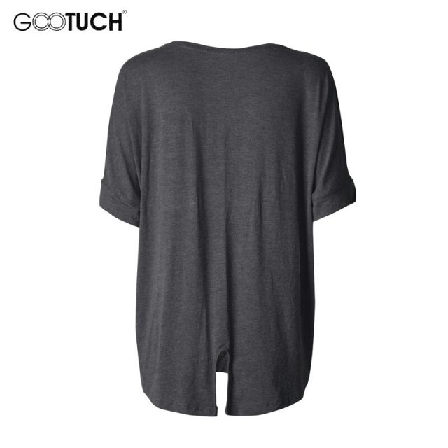 2019 Summer Womens Batwing Sleeve T-Shirt Plus Size Back Split Loose TShirt Famale Modal Basic Top Short Bat Sleeved Shirts 2298