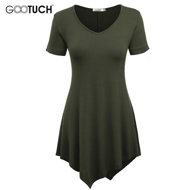 2019 Summer Asymmetric design T-Shirt Women’s Casual Short Sleeves TShirt Irregular Hem Tops Ladies Plus Size Long T Shirts 2545