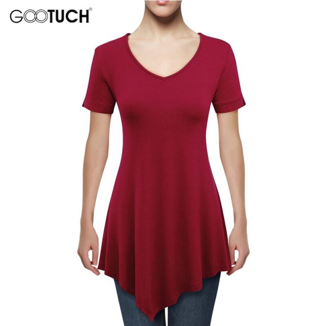 2019 Summer Asymmetric design T-Shirt Women’s Casual Short Sleeves TShirt Irregular Hem Tops Ladies Plus Size Long T Shirts 2545