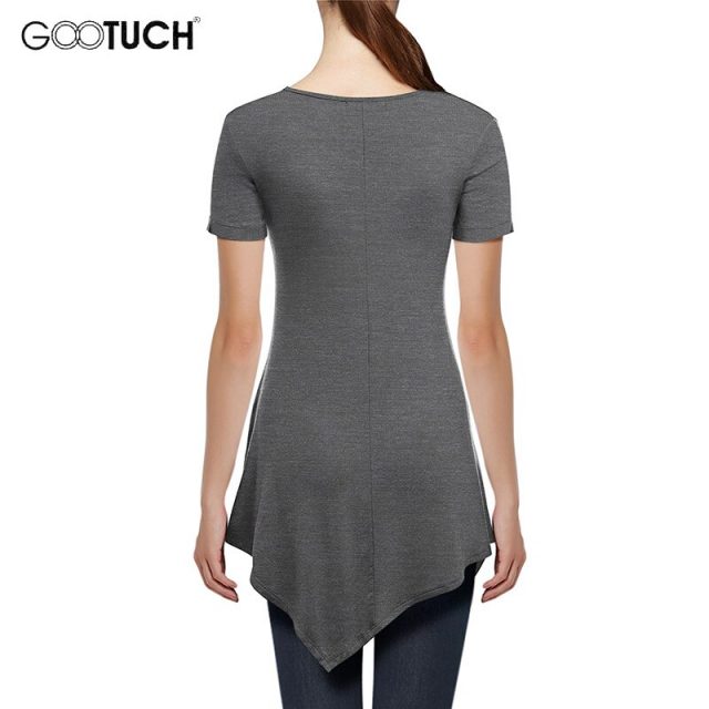 2019 Summer Asymmetric design T-Shirt Women’s Casual Short Sleeves TShirt Irregular Hem Tops Ladies Plus Size Long T Shirts 2545