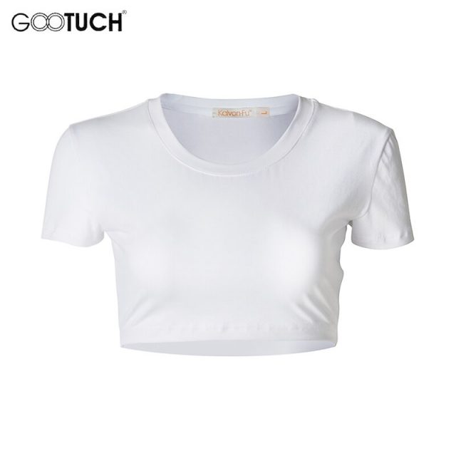 New Summer Womens Sexy Crop Tops White Short Cotton T Shirt High Waist Short Sleeves Girls’ Basic Shirt Top Tees 5XL 6XL 5268