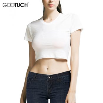 New Summer Womens Sexy Crop Tops White Short Cotton T Shirt High Waist Short Sleeves Girls' Basic Shirt Top Tees 5XL 6XL 5268