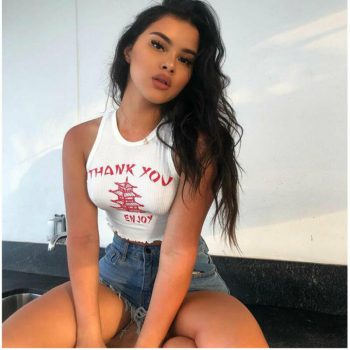 Women Thank You Letter Strap Tank Tops 2019 Female Slip Crop Tops Sexy Camis Club Camisoles White Red Ladies Short Tight Shirt