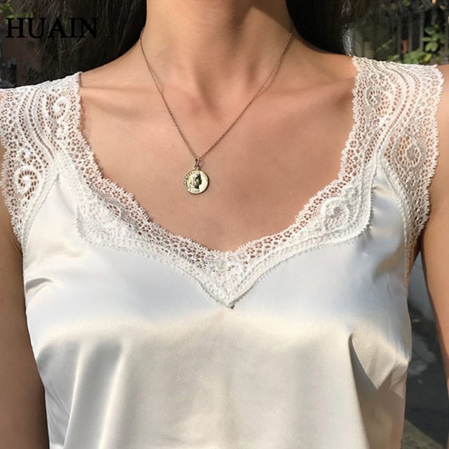 Women Satin Tank Top Summer Lace Patchwork Casual Tank Top 2019 Solid Color Sleeveless Shirt Camisole Fitness Female Vest Tee