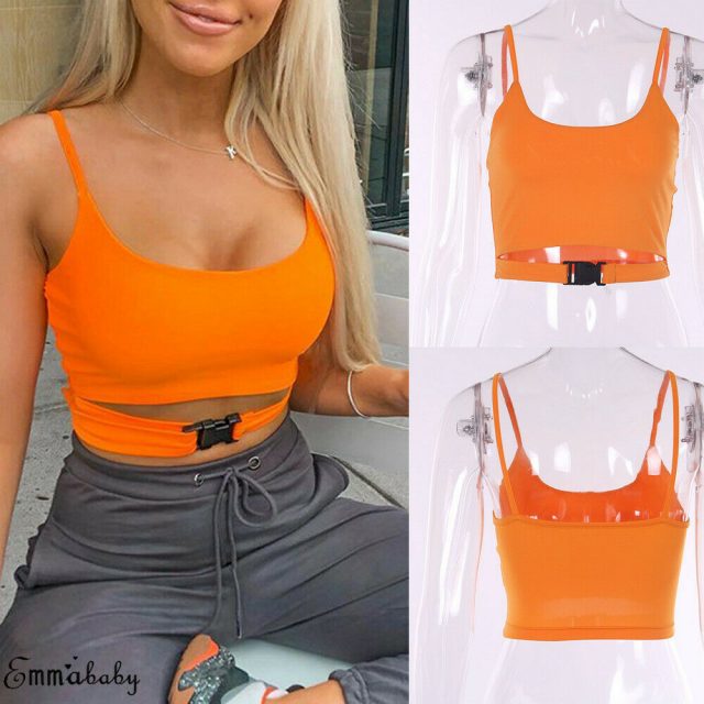 Sexy Women Cut Out Buckle Vest Boob Tube Crop Top Bodycon T Shirt Cami Tank Top