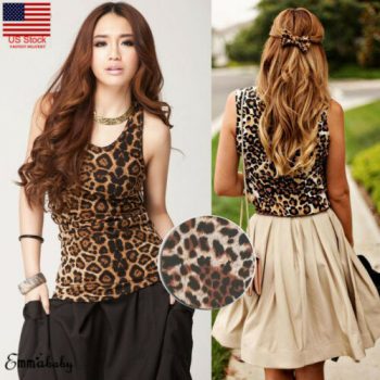 Hot New Fashion Summer Ladies Animal Print  Womens Tops Vest Leopard Sleeveless Stretch Party Leotard Slim Sexy Casual Tank Top