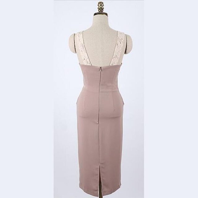 CINESSD Lace Bodycon Dress for woman Korean Pink Split Sleeveless V Neck summer female sling Sexy Party Dresses vestido de fiest