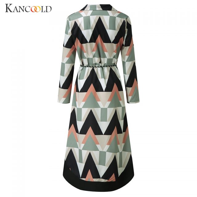 KANCOOLD dress Women Autumn Holiday Style Feminino Print Casual Dress Plus Size Ladies sashes fashion new dress women 2019Sep9