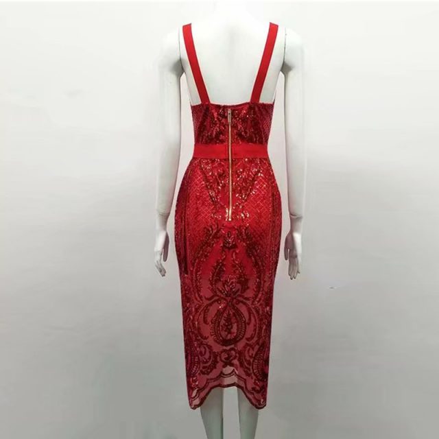 HIGH STREET New Fashion Runway 2020 Designer Party Dress Women’s Stunning Sexy Open Back Beading Strap Bodycon Bandage Dress