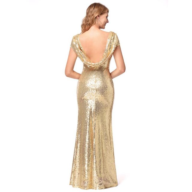 ismtide Sequin Dress 2018 New O-Neck Elegant Long Sparkle Mermaid Sequin Dress Maxi Gatsby Ball Gown Party Dresses Women