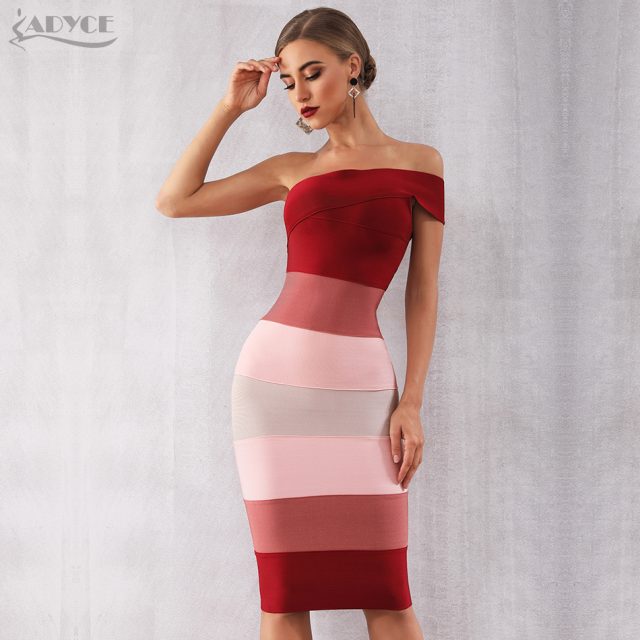 Adyce 2019 New Summer Women Bandage Dress Vestidos Sexy One Shoulder Sleeveless Midi Club Dress Celebrity Evening Party Dresses