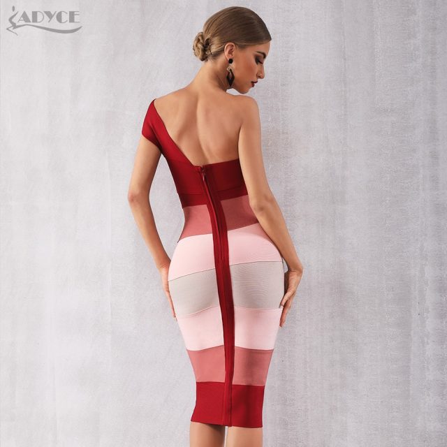 Adyce 2019 New Summer Women Bandage Dress Vestidos Sexy One Shoulder Sleeveless Midi Club Dress Celebrity Evening Party Dresses
