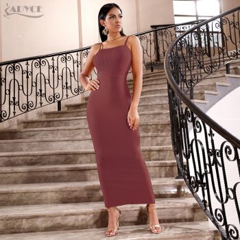 Adyce 2019 New Summer Women Bandage Dress Sexy Sleeveless Spaghetti Strap Midi Club Vestido Celebrity Evening Runway Party Dress