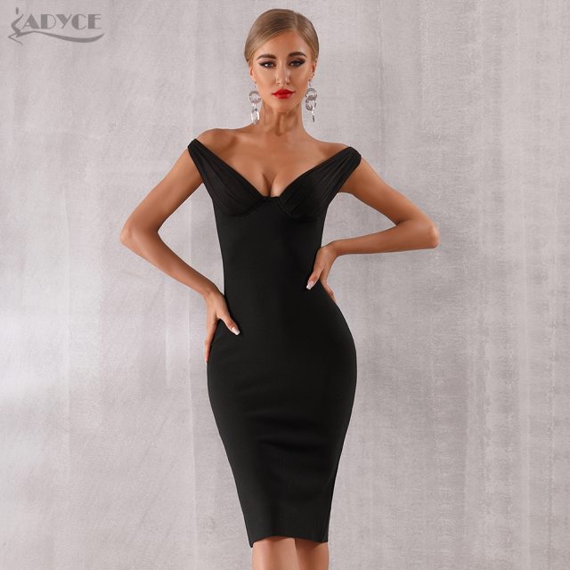 Adyce 2019 New Summer Women Celebrity Evening Party Dress Vestidos Elegant Black Lace Slash Neck Off Shoulder Bodycon Club Dress