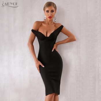 Adyce 2019 New Summer Women Celebrity Evening Party Dress Vestidos Elegant Black Lace Slash Neck Off Shoulder Bodycon Club Dress