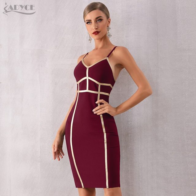 Adyce 2019 New Summer Bodycon Bandage Dress Women Elegant Sexy Spaghetti Strap Black Striped Club Dress Celebrity Party Dress