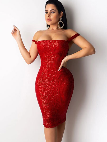 Ceremokiss Summer Sequin Dress Sexy Women Sparkle Glitter Bandage Bodycon Dresses Slash Neck Backless Night Club Party Vestidos