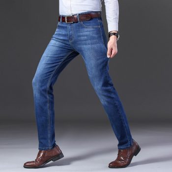 2019 Summer New Men Thin Jeans Business Casual Light Blue Elastic Force Fashion Denim Jeans Trousers Male Brand Pants