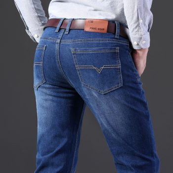 Brand 2019 New Men's Fashion Jeans Business Casual Stretch Slim Jeans Classic Trousers Denim Pants Male Black Blue