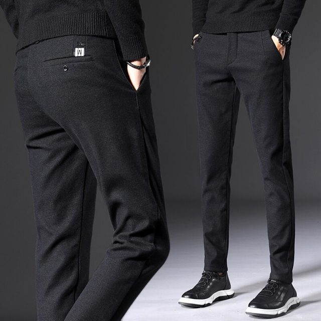 2019 Autumn New Men’s Slim Casual Pants Fashion Elasticity Business Black Trousers Male Brand Clothes