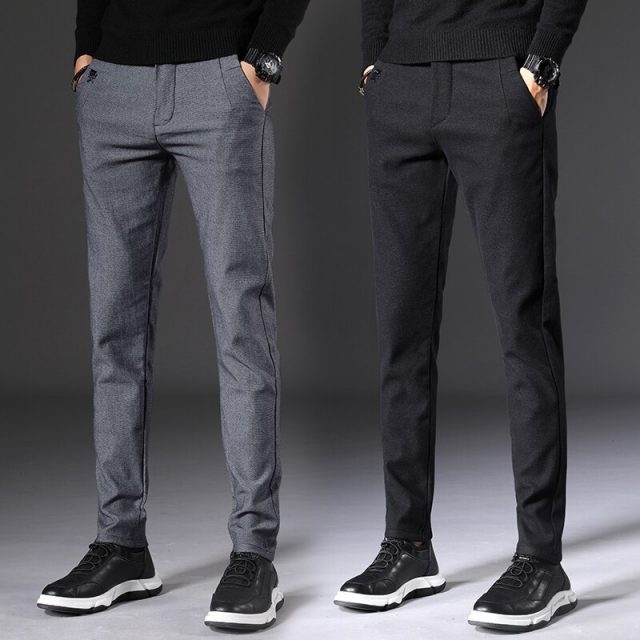 2019 Autumn New Men’s Slim Casual Pants Fashion Elasticity Business Black Trousers Male Brand Clothes