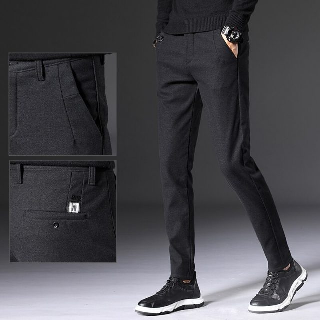 2019 Autumn New Men’s Slim Casual Pants Fashion Elasticity Business Black Trousers Male Brand Clothes