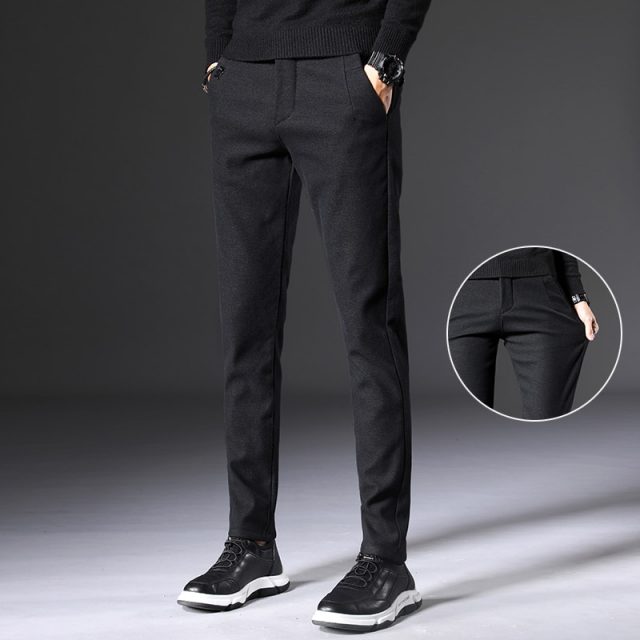 2019 Autumn New Men’s Slim Casual Pants Fashion Elasticity Business Black Trousers Male Brand Clothes