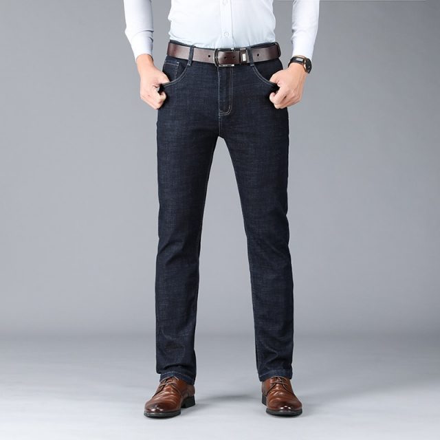 Xuansheng black men’s jeans 2019 new classic fashion design straight stretch high waist loose denim large size streetwear jeans