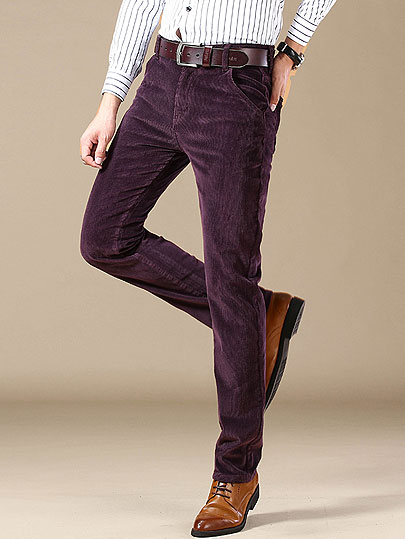 new Corduroy men’s casual pants 2019 classic middle-aged business straight stretch casual streetwear brand wine red casual pants