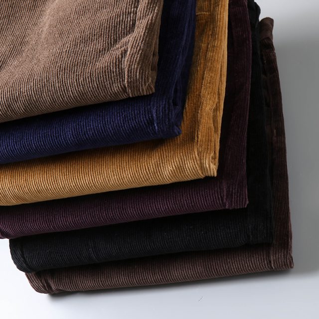 new Corduroy men’s casual pants 2019 classic middle-aged business straight stretch casual streetwear brand wine red casual pants