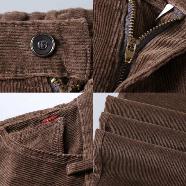 new Corduroy men’s casual pants 2019 classic middle-aged business straight stretch casual streetwear brand wine red casual pants