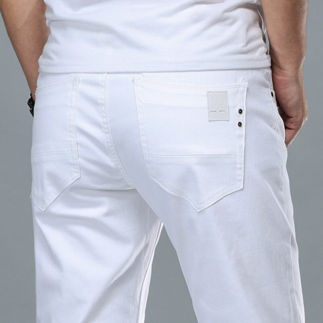 Brand White gray Men Jeans 2019 New Classic Cotton Youth Stretch Slim Straight Fashion Design Casual Streetwear Long Pants Jeans