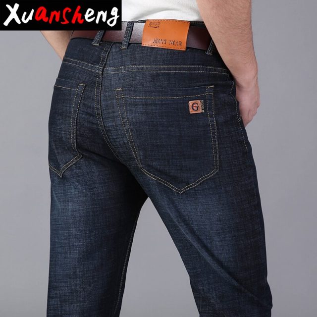Xuan Sheng brand men’s jeans 2019 classic youth thick fashion straight stretch blue black long pants new Washed streetwear jeans