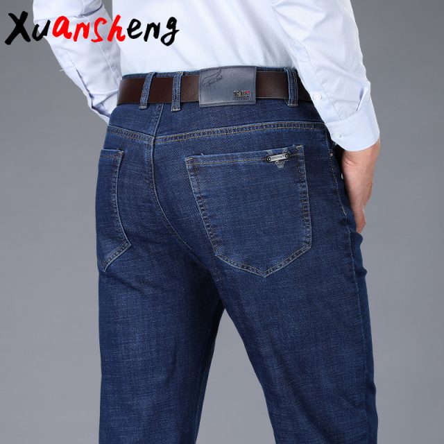 Xuan Sheng Business Straight Men’s Jeans 2019 new Classic Brand Stretch Casual Fashion Blue Black Long Pants Streetwear Jeans