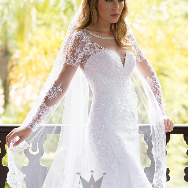 Custom Made Mermaid Long Sleeve Tulle Lace Beading Crystal Formal Sexy Bridal Wedding Dresses Vestido de Noiva 2020 WH84