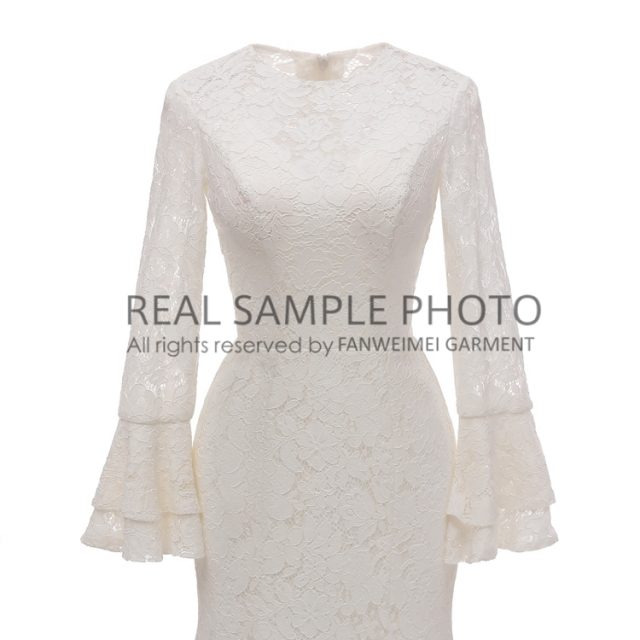 Lace LONG sleeve SIMPLE bridal GOWN wedding dress real photo factory price