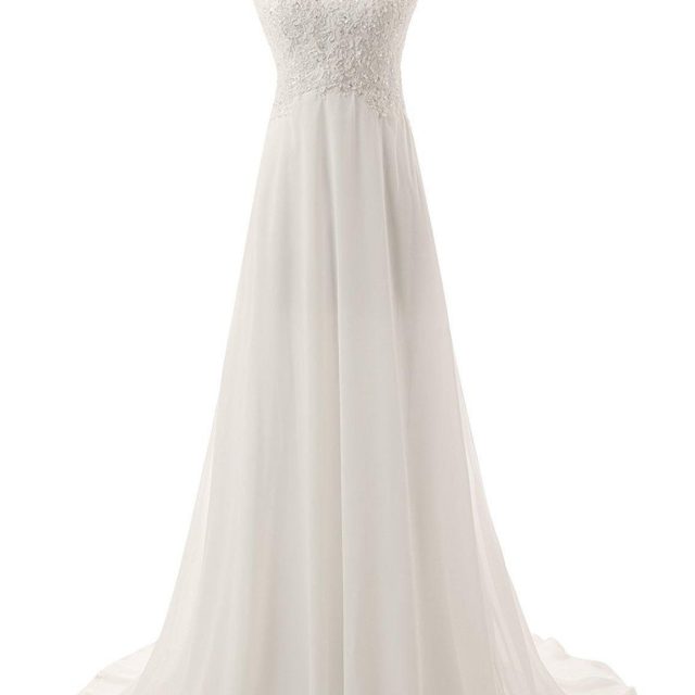 Beach Bridal Gown Chiffon Lace Appliques Wedding Dress 2019 Wedding Dresses White/Lvory Backless Vestido De Noiva