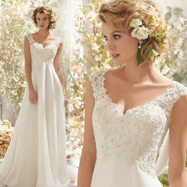Beach Bridal Gown Chiffon Lace Appliques Wedding Dress 2019 Wedding Dresses White/Lvory Backless Vestido De Noiva