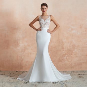 2019 Sexy Mermaid Wedding Dresses Paillette Applique Boat-Neck Sleeveless Chiffon Customer Made Size Wedding Ball Gowns