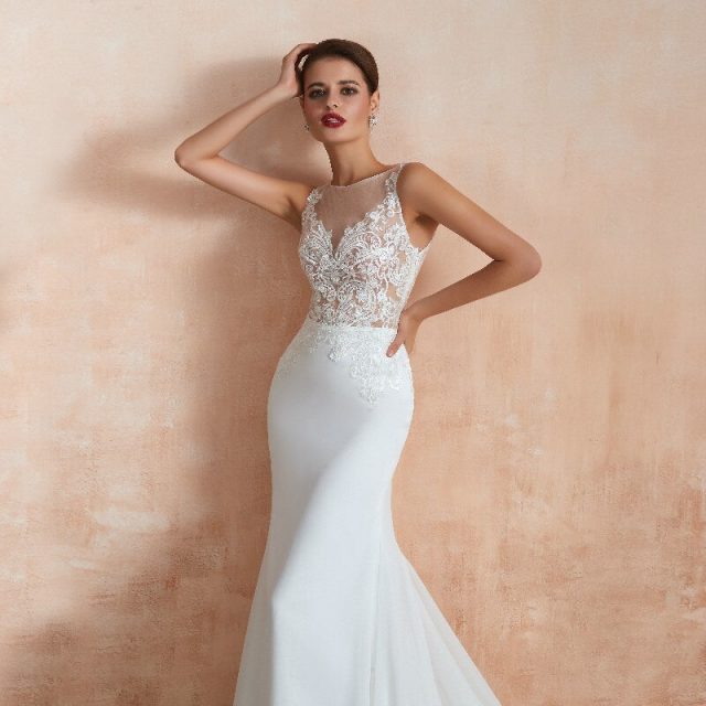 2019 Sexy Mermaid Wedding Dresses Paillette Applique Boat-Neck Sleeveless Chiffon Customer Made Size Wedding Ball Gowns