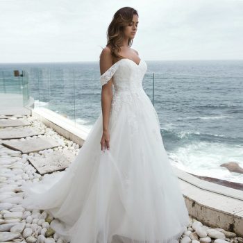 LORIE Off the shouler Wedding Dresses 2019 Lace Appliques Bridal Dress Tulle Wedding Gowns Detachable sleeve Robe De Mariee