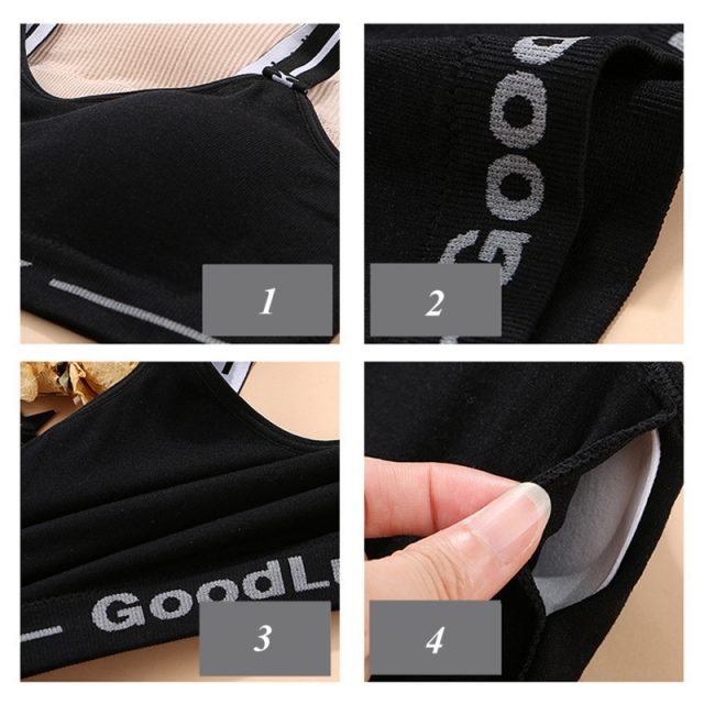 Sports Bra Push Up Women Yoga Bra Workout Top Backless Athletic Wear Girl Black Gym Tops Fitness Letters High Elastic Free Size